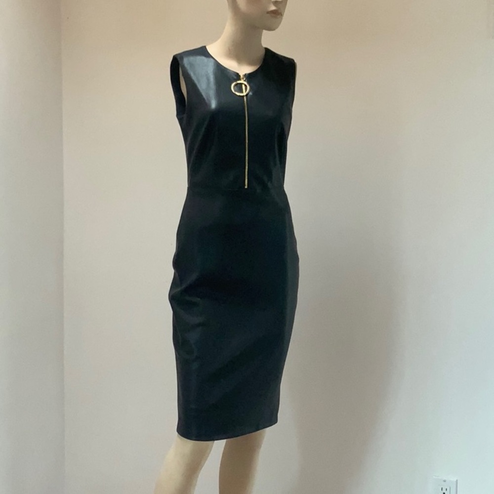 HP✨Calvin Klein Faux Leather ZIP Front Dress 2 NWT
